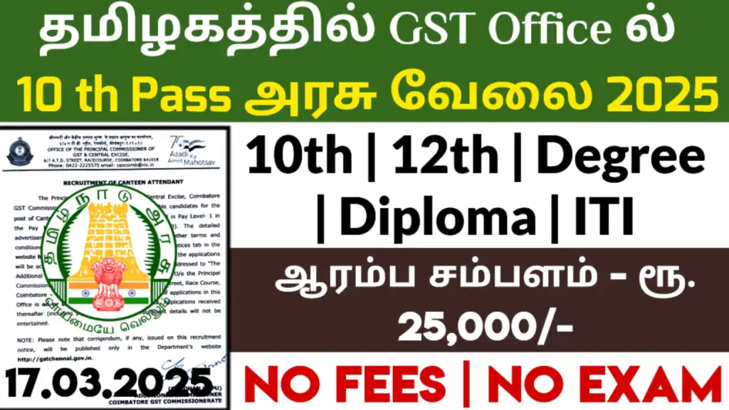 Central GST Office Work Recruitment 2025 Central GST Office Work Recruitment 2025